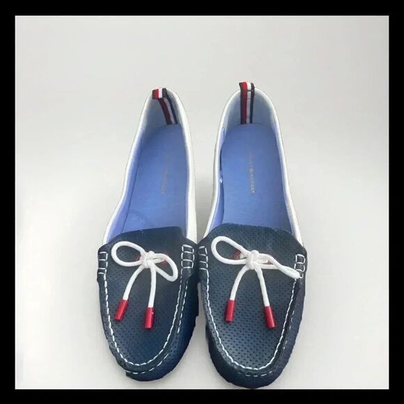 Tommy Hilfiger Shoes - Tommy Hilfiger Womens TWHarisen 2-C Blue Perforated Driving Flats Size 8.5